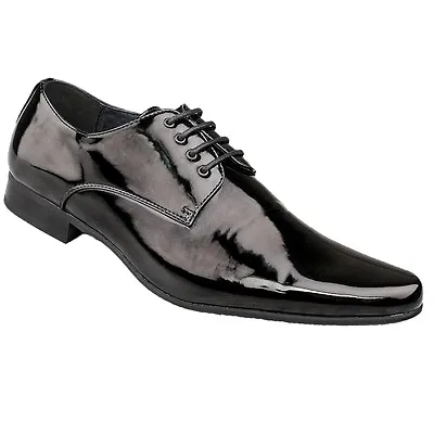 Patent Wedding Shoes Black Leather Lined / Suit • £32.98