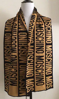 Nwt Moschino Scarf Wool Blend Black / Gold With Glitter • $69