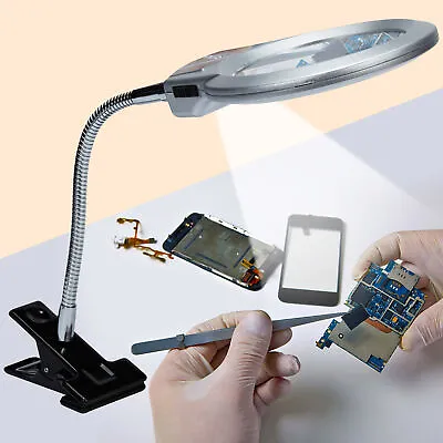 Magnifying Glass With Light And Stand Flexible LED Lighted For Craft Reading • $13.58