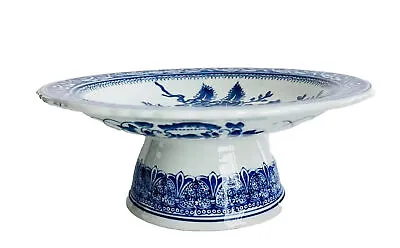 Vintage Chinoiserie Blue And White Pedestal Dessert Cake Stand. READ • $39