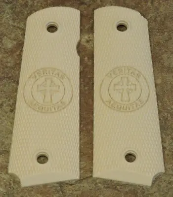 1911 Grips VERITAS AEQUITAS CROSS - TAN .45 LASER ENGRAVED FULL SIZE • $19.99