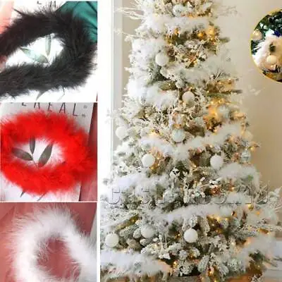 £1.91 • Buy Christmas Tree White Feather Boa Strip Xmas Ribbon Party Garland Decors-200CM