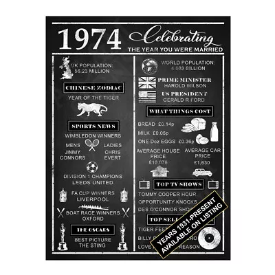 £3.95 • Buy Metal Sign Plaque Year You Were Married Wedding Anniversary Gift 50th 60th MC74