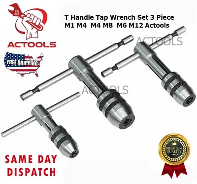 New Adjustable T-Handle Tap Wrench Set 3 Pcs M1-M4 / M4-M8 / M6-M12 USA • $16.99