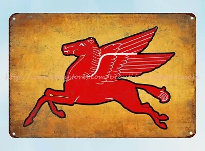 Mobilgas Mobiloil Pegasu Flying Horse Metal Tin Sign Metal Art Decor • $14.99