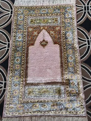 Antique Turkish Silk Prayer Handmade Rug 4.5 X 2.9 Ft • $650