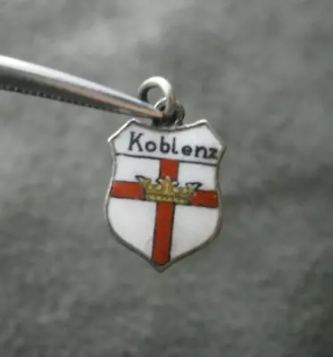 Koblenz ~ Germany ~ Vintage 835 Silver Enamel Travel Shield Crest Charm • $9.50