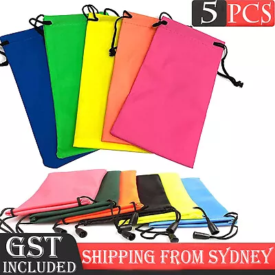 $5.13 • Buy 5PCS Cleaning Clothes Sunglasses Pouch Glasses Case Soft Eyeglasses Bag Random