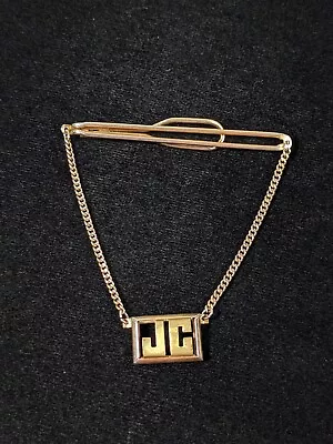 Vintage Swank Gold Tone Tie Clip With Chain Initial Letters JC • $5.59