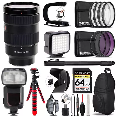 Sony FE 24-70mm F/2.8 GM Lens + LED Flash+ Bag - 64GB Accessory Bundle • $1593.99