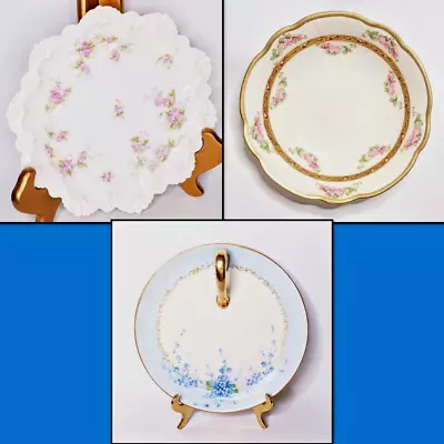 3 ANTIQUE M. Z. AUSTRIA (Moritz ZDEKAUER)  Floral Hand Painted Plates  • $10.92