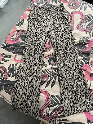 Tesco F&F Leopard Animal Print Lounge Wear Wide Leg Trousers • £8.50
