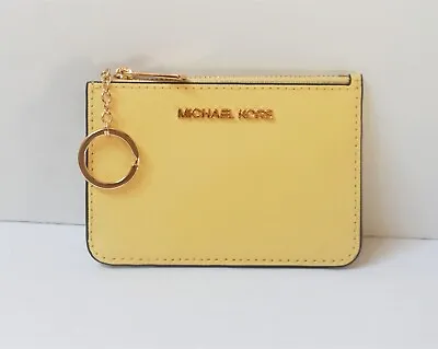 Michael Kors Jet Set Travel Small Coin Pouch Id Holder Leather Wallet Buttercup • $42.88