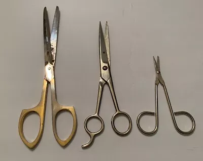 3 Vintage Scissors Sewing Stitch Removal  Shears Barber Forged Steel USA • $8.99