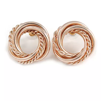 £10.90 • Buy Polished Rose Gold Knot Stud Earrings - 25mm D