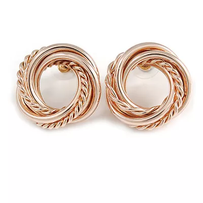 Polished Rose Gold Knot Stud Earrings - 25mm D • £10.90