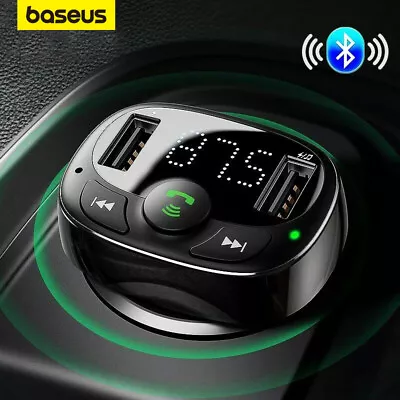 Baseus Handsfree Fm Transmitter Wireless Bluetooth Car Kit MP3 Adapter Charger • £14.39