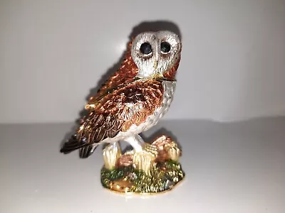 Owl Bejeweled Enameled Owl Trinket Keepsake Hinged Box Figurine Rhinestones... • $15.90