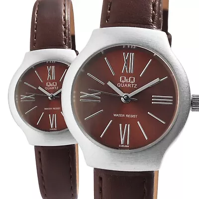 Q&Q Women's Watch Braun Analogue Faux Leather Roman Numerals 3ATM Quartz • $89.24