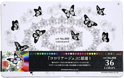 Mitsubishi Colored Pencil No.888 36 Colors K88836C Cololiage Butterfly Design • $52.91