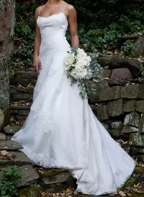 Vera Wang Luxe Le Notre Wedding Dress 8 Ivory A-line Organza Bling  $8500 • $199