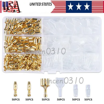 300Pcs Motorcycle Brass Male&Female Bullet Terminal Electrical Wire Connector • $9.99