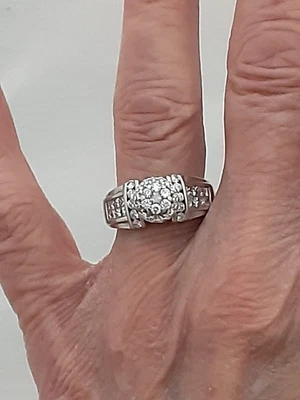£1095 • Buy 18ct Vintage 60's Heavy 1.00 Ct Diamond White Gold Ring 8.6g 50 Diamonds 18k 750