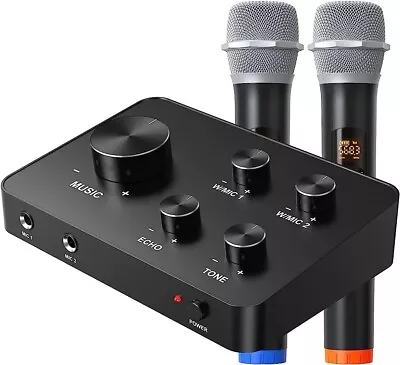 Karaoke Microphone Mixer System Set With Dual UHF Wireless Mic HDMI AUX In/Out • $126.99