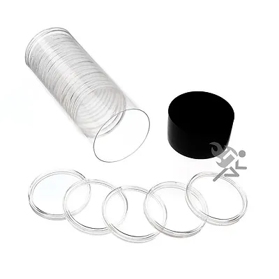 Black Capsule Tube & 20 AirTite H39 Direct Fit Coin Holders 1oz Silver Rounds • $21.95