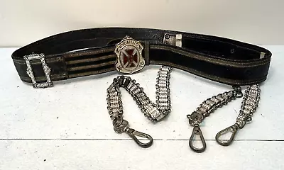 Antique MC Lilley Wyoming Knights Templar Sword Belt / Buckle Hangers Masonic • $99.99