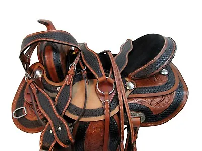 Brown Leather Barrel Saddle Used Horse Tack Pleasure Racing Tack 15 16 17 18  • $266.58