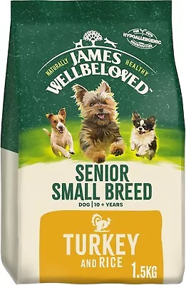 1.5kg James Wellbeloved Senior Small Breed Dry Dog Food Biscuits Turkey & Rice • £16.60