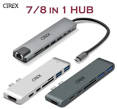 USB-C HUB Type-C USB 7/8 In 1 Multi 3.0 4K HDMI RJ45 Ethernet Micro SD TF OTG • $19.24