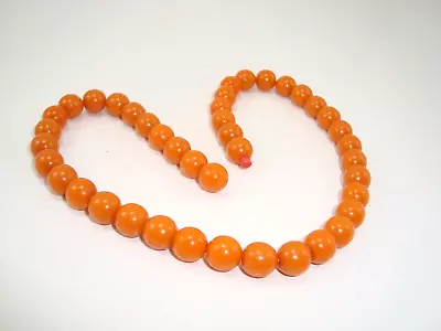 Marbled Orange Color Bakelite Round Bead Necklace Choker Style • $35