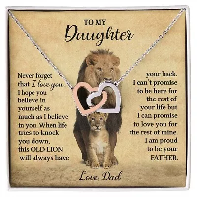 To My Daughter Interlocking Hearts Necklace From Dad Daughter Lion Necklace • $19.99