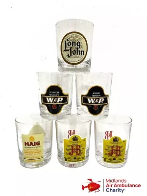 Set Of Six 6 Scotch Whiskey Whisky Tumbler Glasses Haig Long John Grants W&P • £18