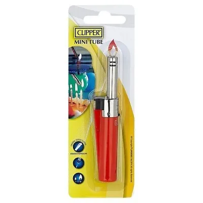 2x Clipper Mini Tube Lighter Gas Refillable Candle Camping Utility Kitchen • £3.75