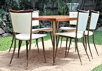 $1200 • Buy 1950s Vintage Mid Century Mod Dining Table & 6 Chairs Retro Featherstone Style