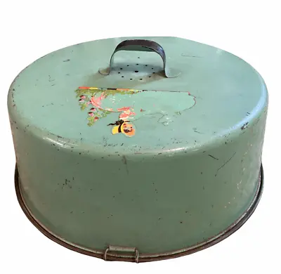 $24.99 • Buy Vtg Mid Century Metal Green  Cake Tin Carrier 50's 60's 