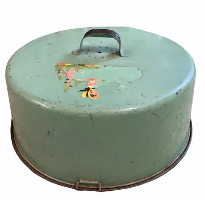 $24.99 • Buy Vtg Mid Century Metal Green  Cake Tin Carrier 50's 60's 