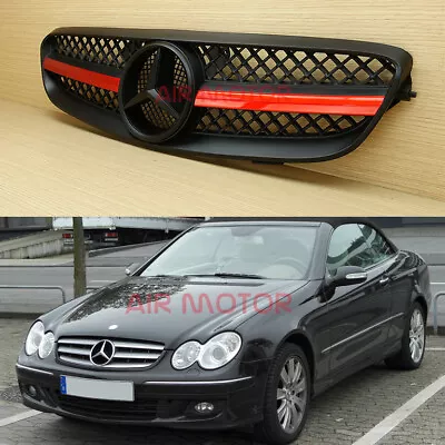 For Benz CLK-Class W209 2004-2009 Matte Black Red Metallic Line Front Grille • $199.22