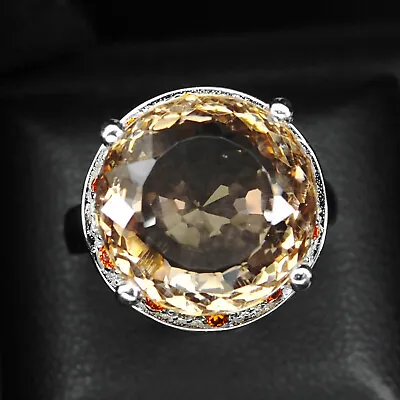 Morganite Peach Orange 12.90Ct. 925 Sterling Silver Handmade Ring Size 6.5 Woman • $24.99