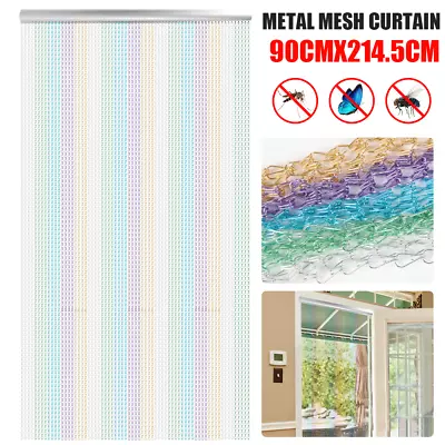 214 X 90CM Metal Chain Insect Fly Door Curtain Screen Aluminium Pest Control UK • £43.99