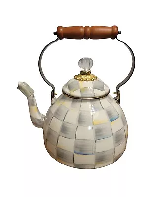 Williams Sonoma MacKenzie Childs Sterling Check Enamel 3qt. Tea Kettle Damaged  • $99