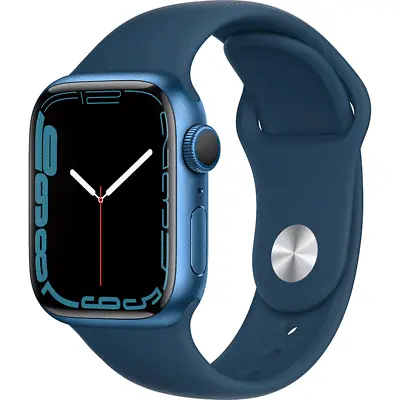 $259 • Buy Apple Watch Series 7 GPS 41mm Blue Case W/ Abyss Blue Sport Band MKN13LL/A
