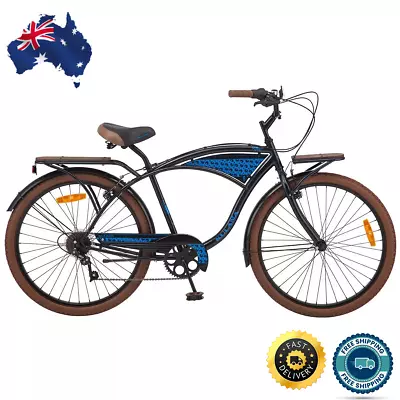 New Kulana Mens Kahu 26 Inch Cruiser Bike Graphic Plates Laid Back Seat Wood Pan • $207.95