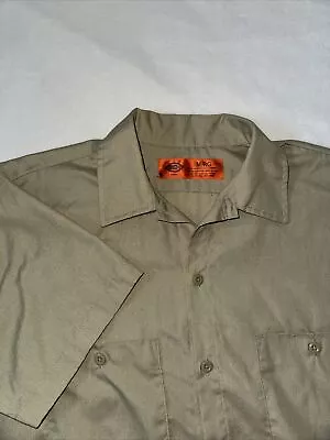 Dickies Men Medium Short Sleeve Work Shirt Shop Mechanics Twill Tan Khaki • $12