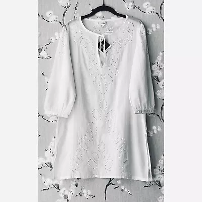 ECHO Ocean Eyelet Tunic Coverup In Whitewash MSRP $98 • $28