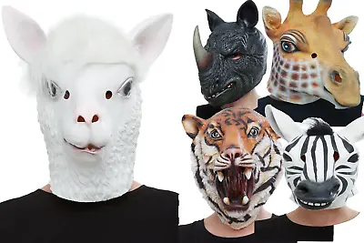 Deluxe Adult Animal Masks Mens Ladies Fancy Dress Latex Mask Zoo Animal • £11.99