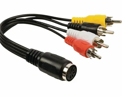 5 PIN DIN FEMALE SOCKET To 4 X RCA PHONO MALE PLUGS AMP AUDIO ADAPTER CABLE 20cm • £4.35